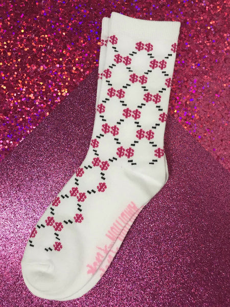 All-Over Dollar Sign Printed Socks - Ambition Is The New Pink