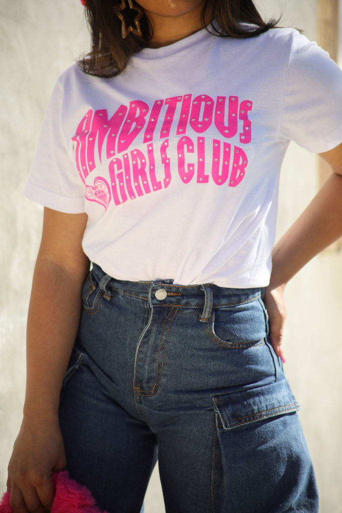 Ambitious Girls Club White: Tee - Ambition Is The New Pink