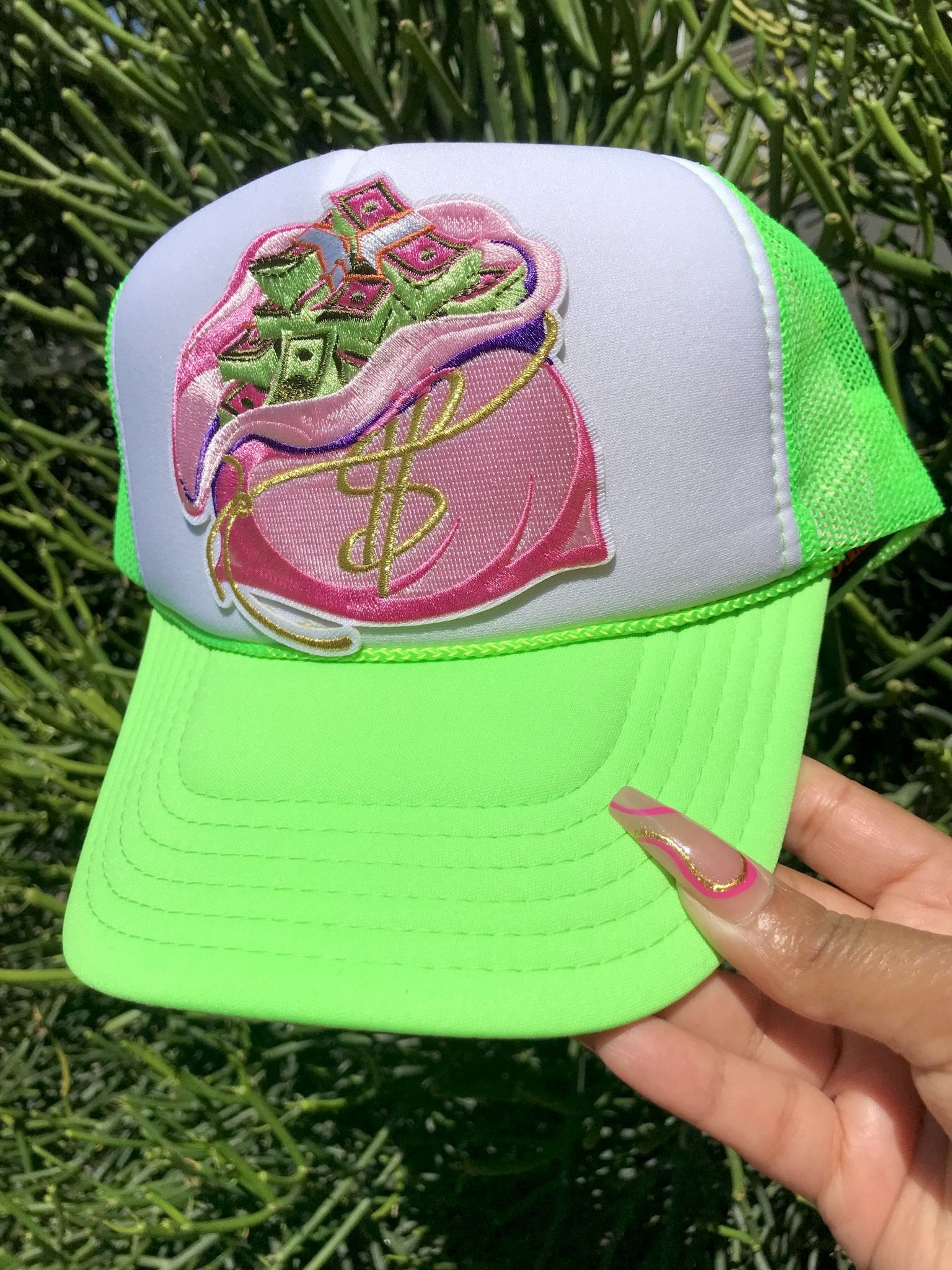 Money Bag Trucker Hat - Ambition Is The New Pink